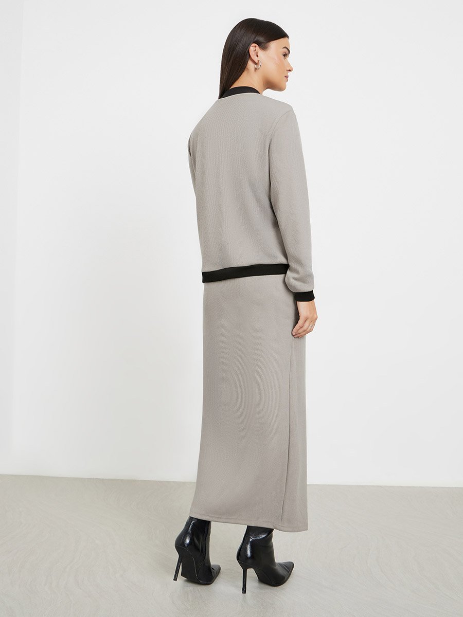 Grey Knit Cardigan and Skirt Co-ords