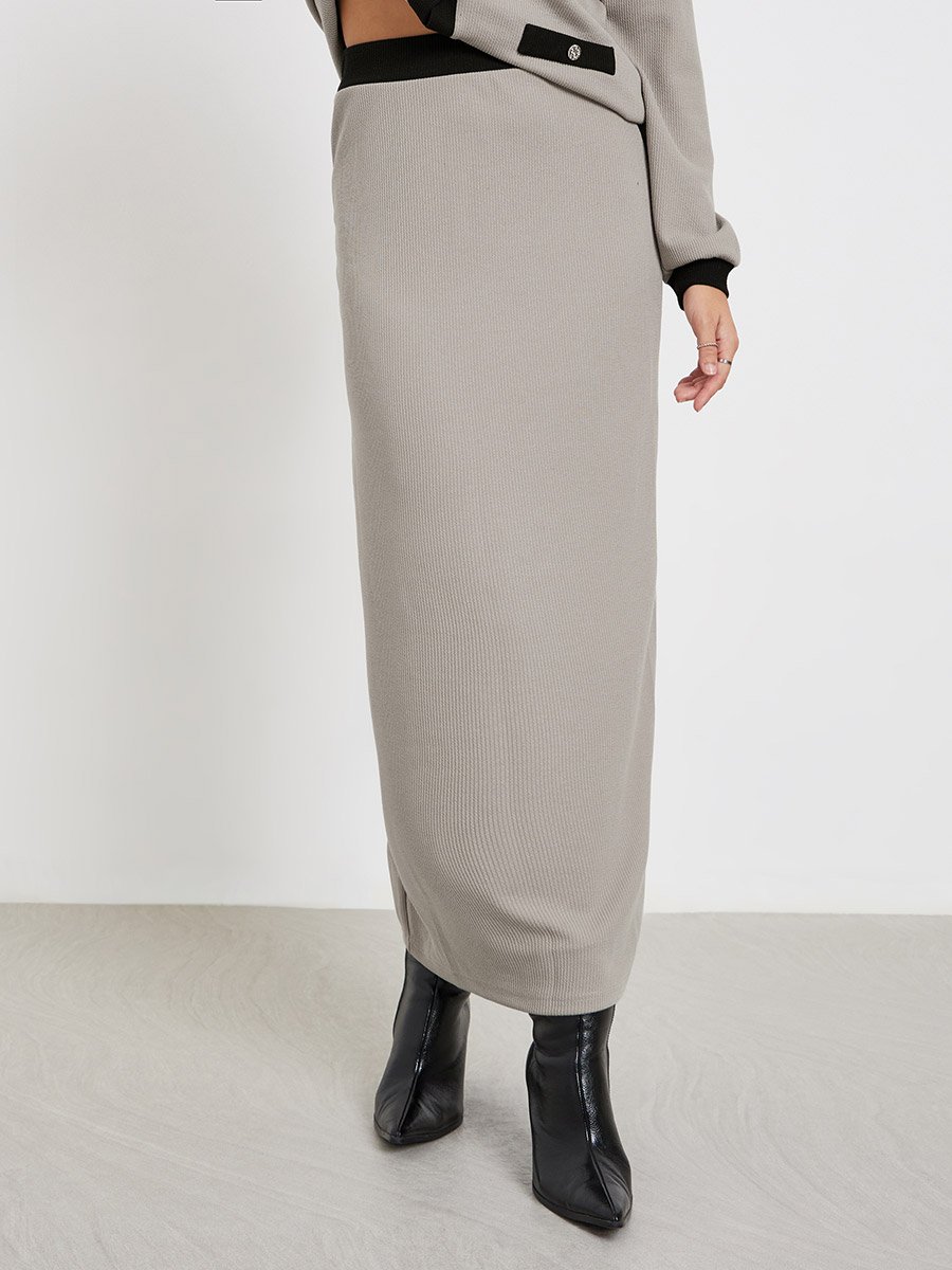 Grey Knit Cardigan and Skirt Co-ords