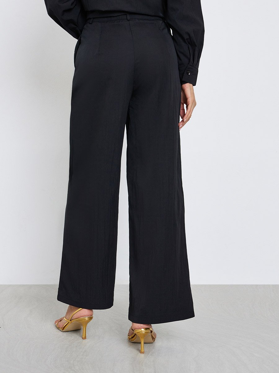Black Wide Leg Trousers with Pockets