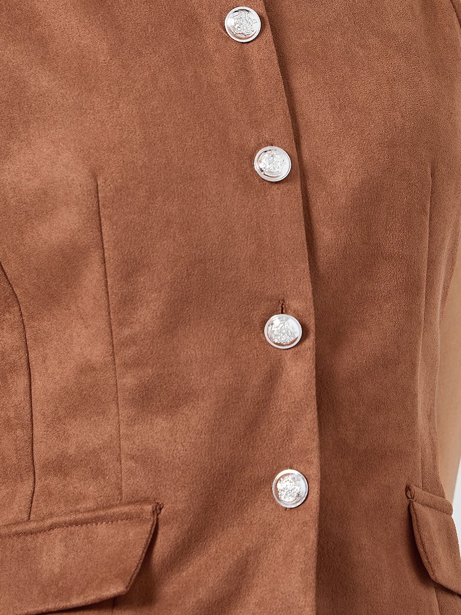 Sleeveless Suede Look Waistcoat