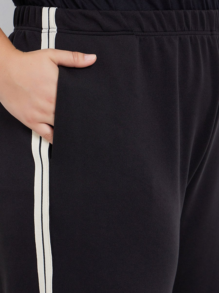 Plus Size Wide Leg Joggers with Side Stripe