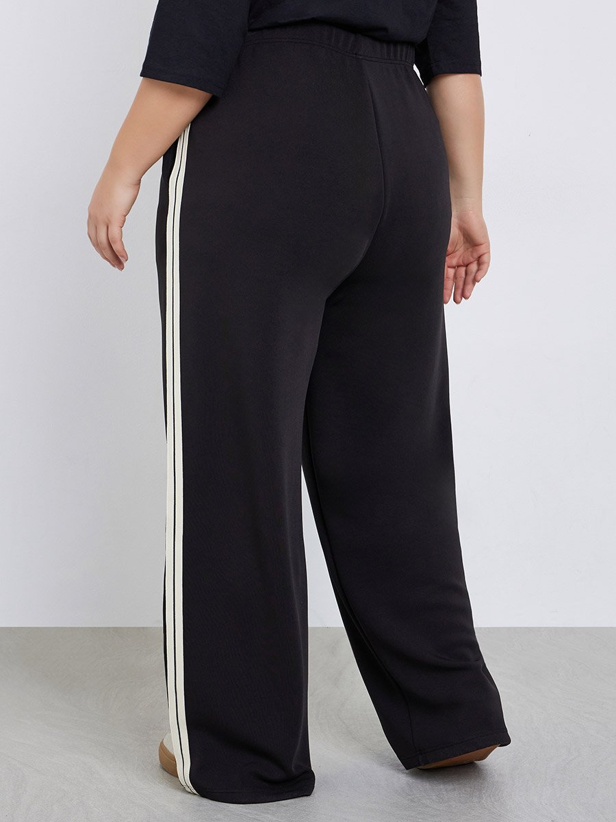 Plus Size Wide Leg Joggers with Side Stripe