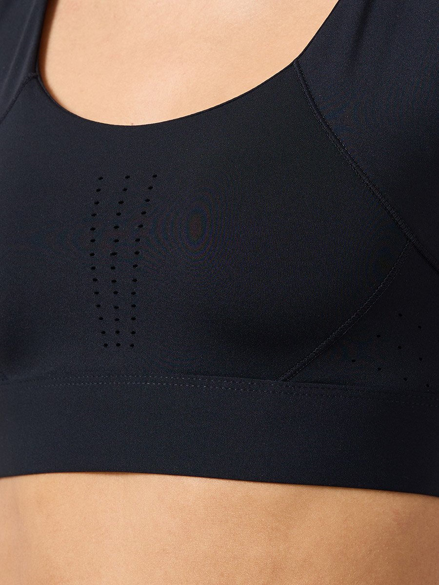 Hook and Eye Racerback Perforated Sports Bra - High Support For Women ...