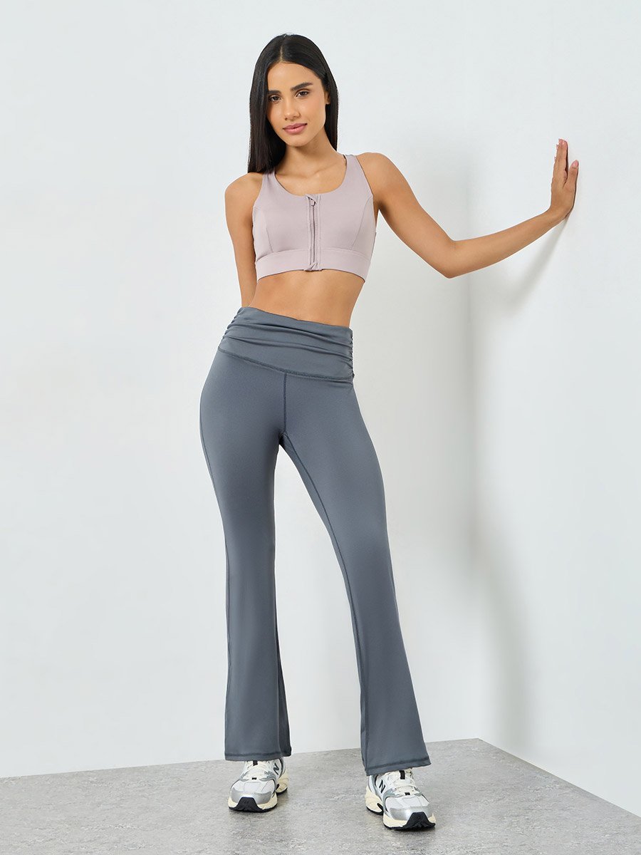 Pink Front Zip-Up Cross Back Sports Bra - High Support