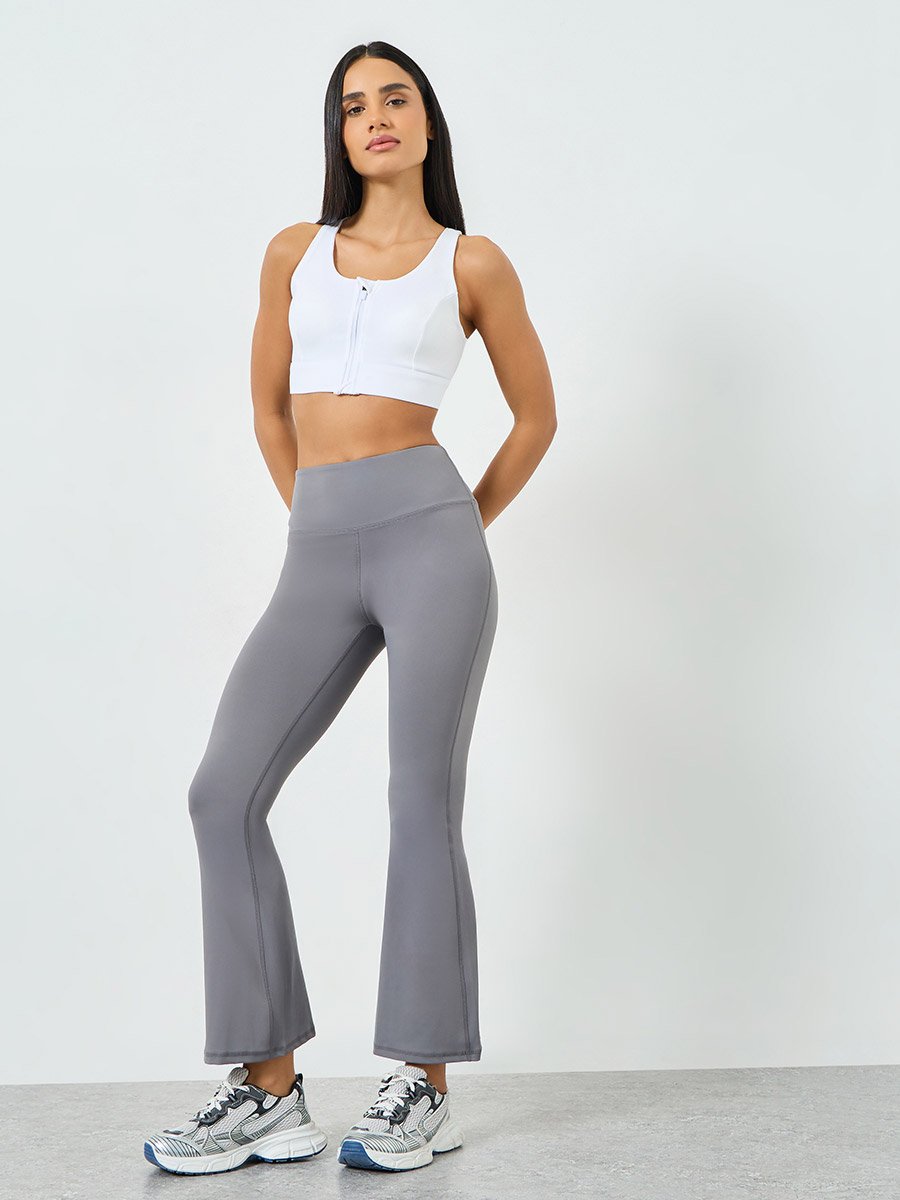 White Front Zip-Up Cross Back Sports Bra - High Support