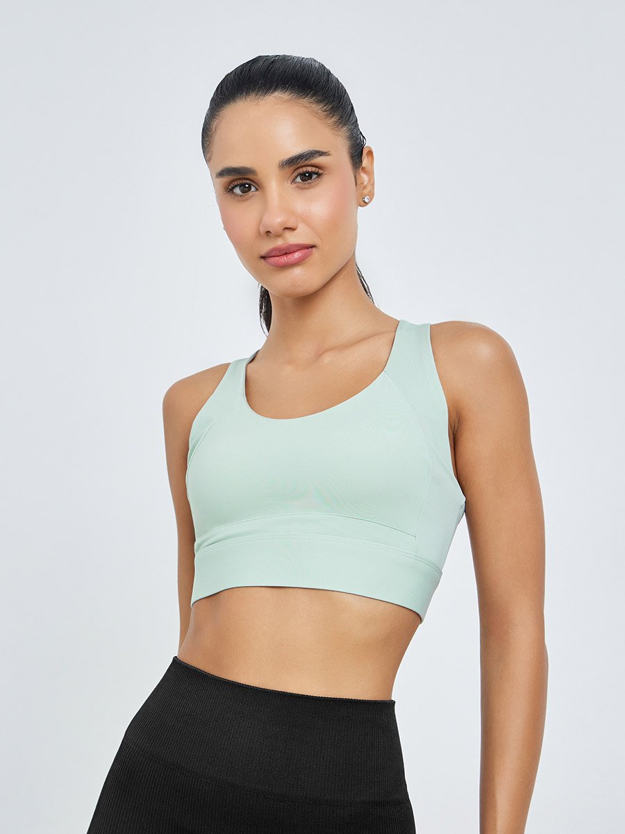 Mint Green Crisscross Back Sports Bra