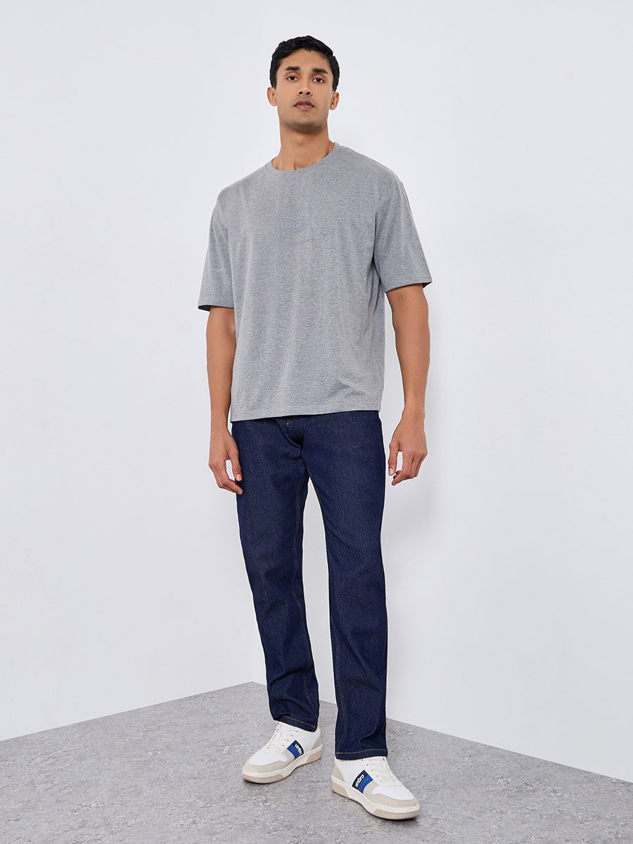 Men Grey Oversized Printed T-Shirt