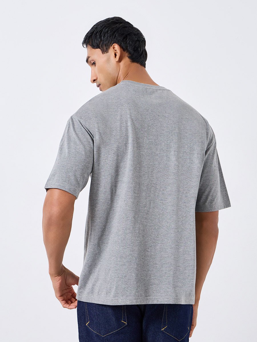 Men Grey Oversized Printed T-Shirt
