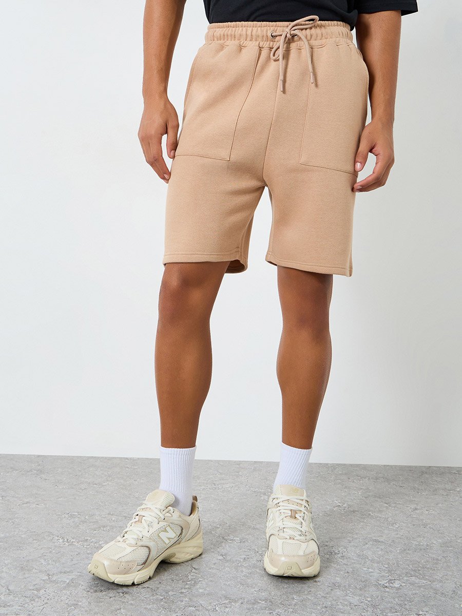 Men Regular Fit Revere Terry Fleece Shorts