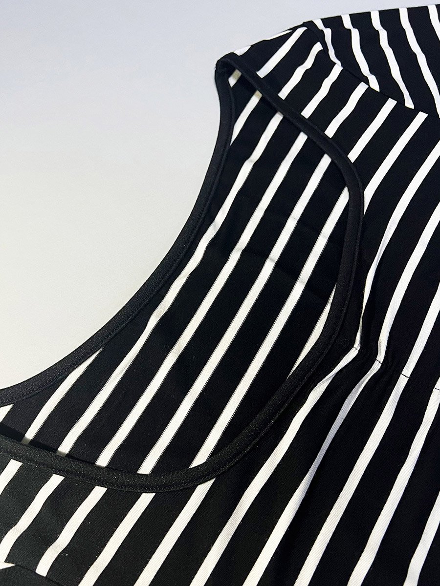 Women Black Striped Long Sleeve Top