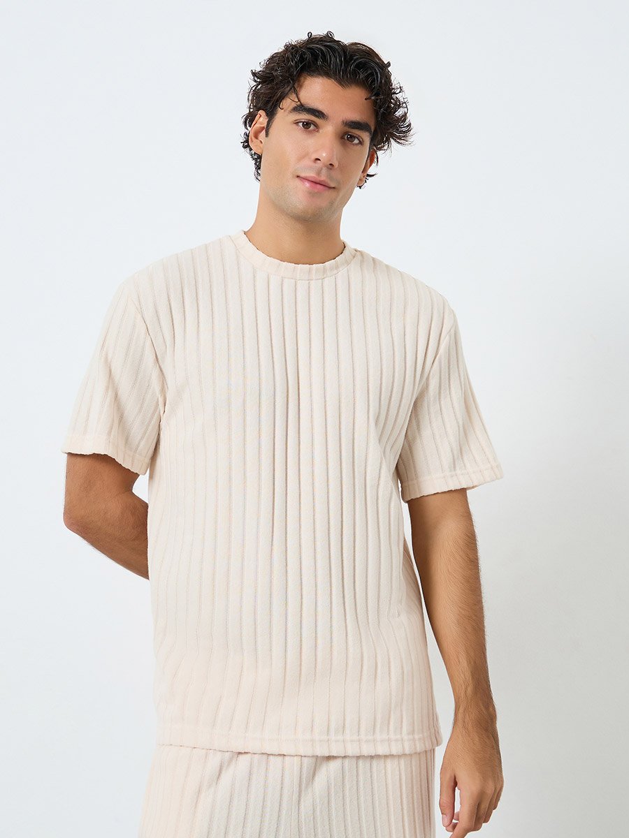 Men Relaxed Fit Knit T-Shirt and Shorts Set