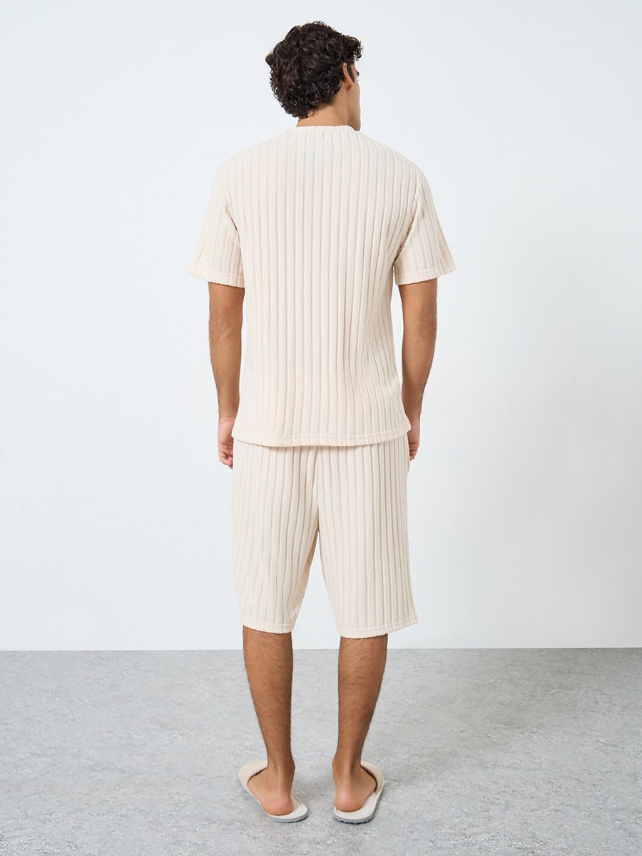 Men Relaxed Fit Knit T-Shirt and Shorts Set