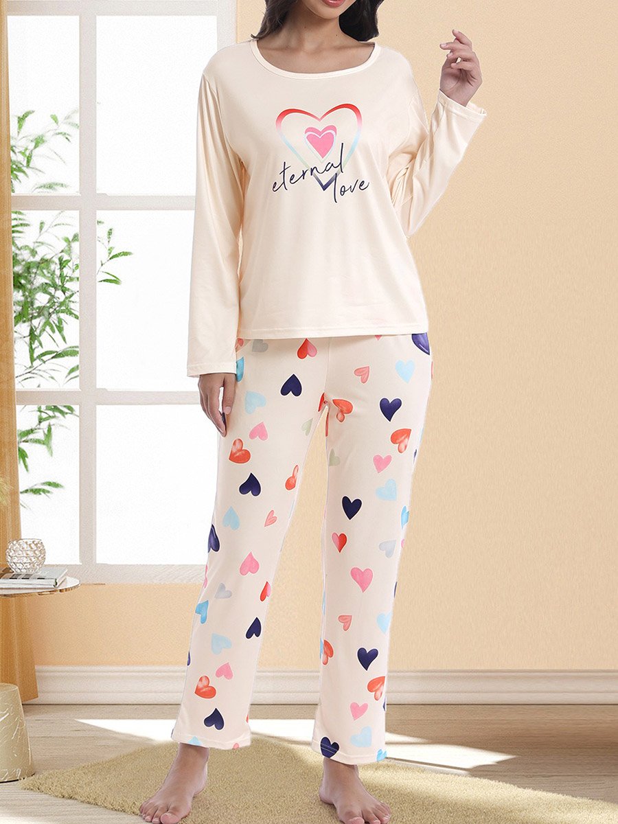 Graphic Print Long Sleeve T-Shirt and Pyjama Set