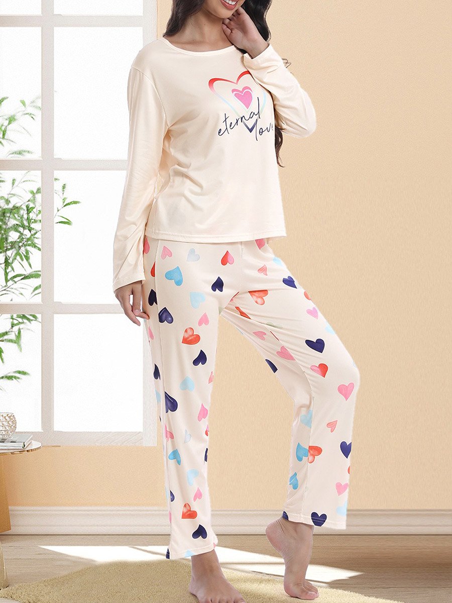 Graphic Print Long Sleeve T-Shirt and Pyjama Set