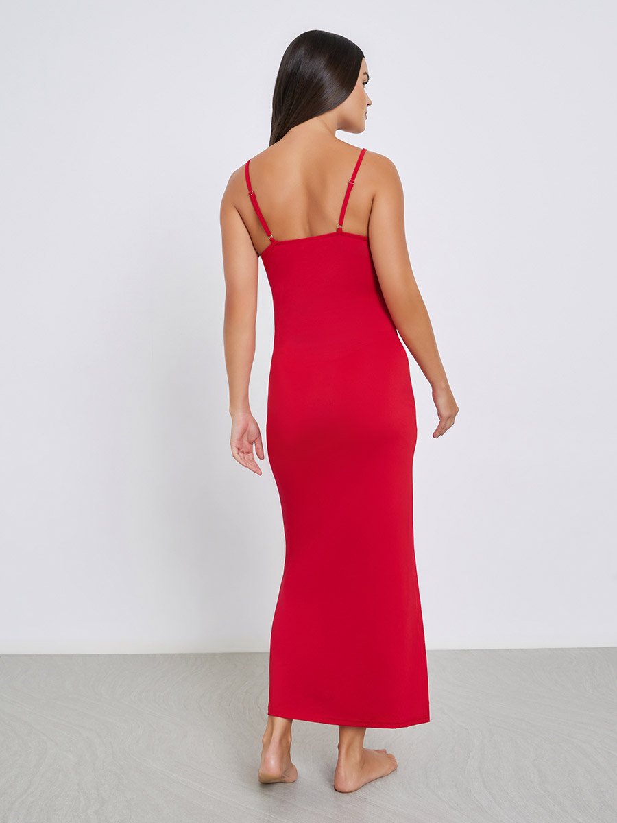 Solid Thigh High Slit Slip Dress with Briefs For Women at Kuwait | Styli Solid Thigh High Slit Slip Dress with Briefs For Women at Kuwait | Styli