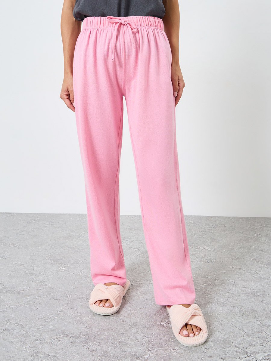 Slogan Print Cotton T-Shirt and Solid Pyjama Set