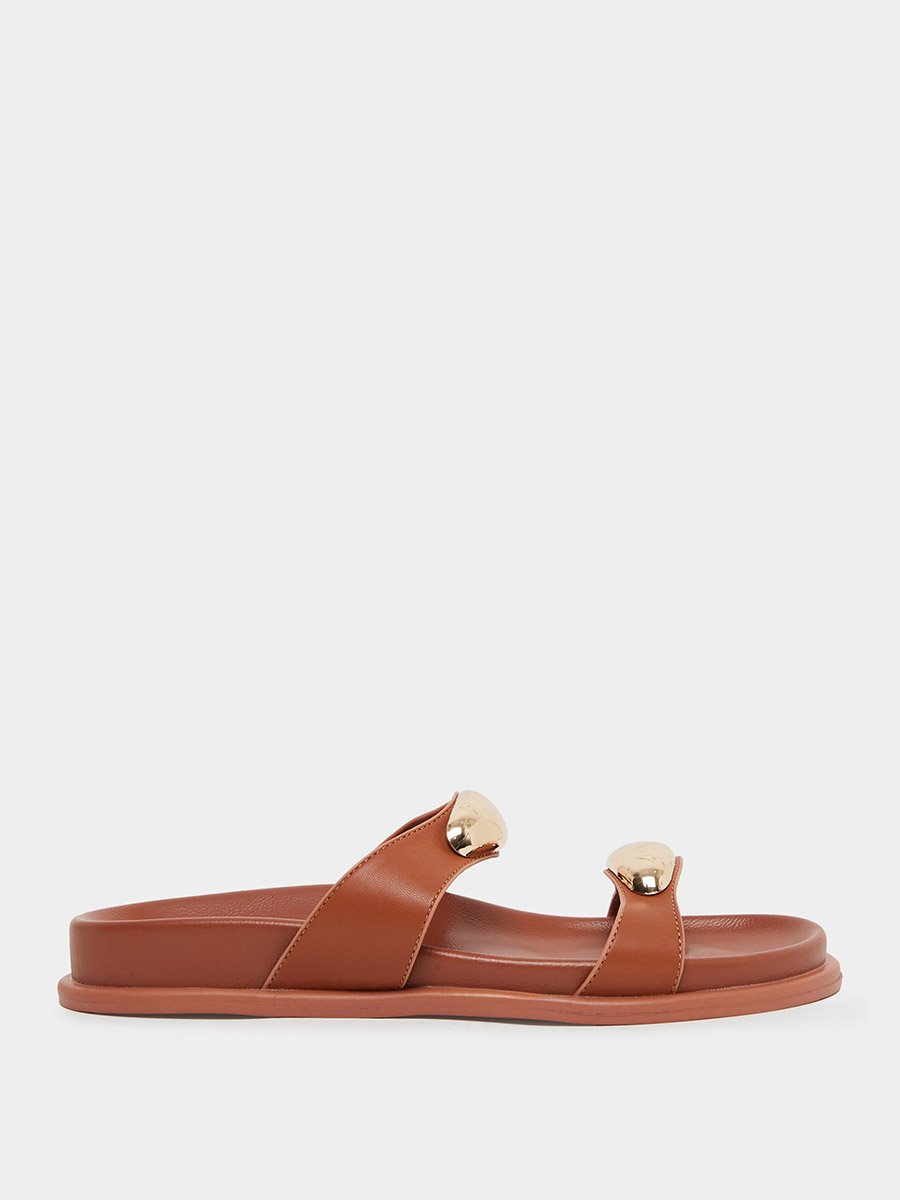 Brown Metal Trim Decor Sandals