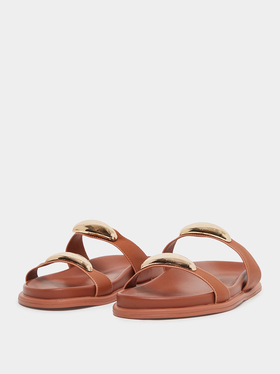 Brown Metal Trim Decor Sandals