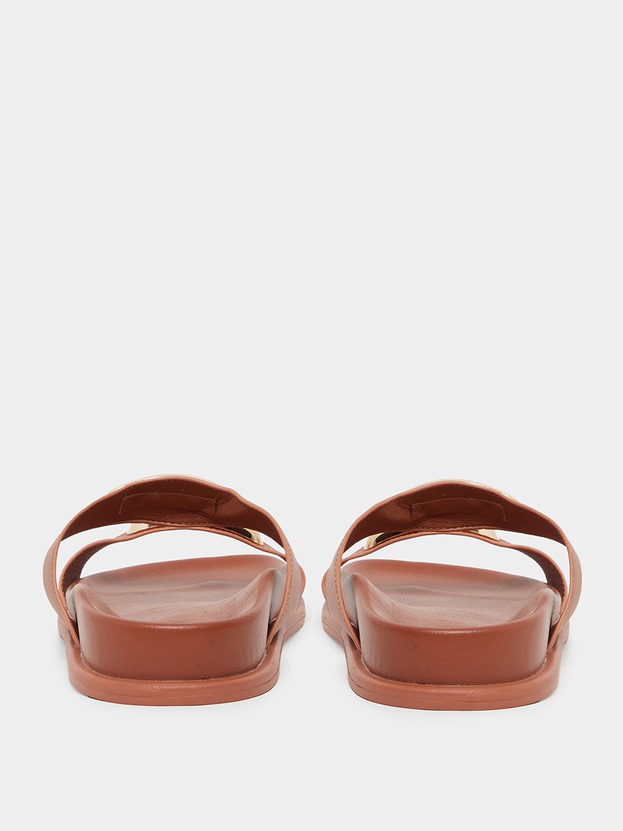 Brown Metal Trim Decor Sandals