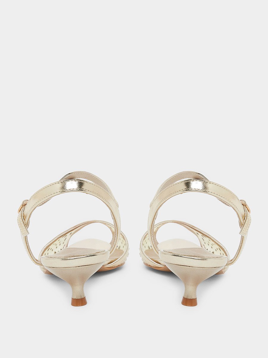 Embellished Vamp Low Heel Sandals