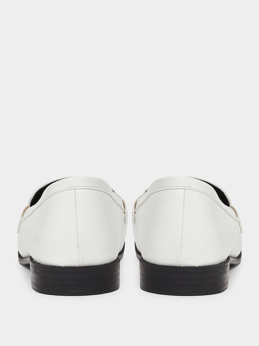 White Chain Detail Loafers