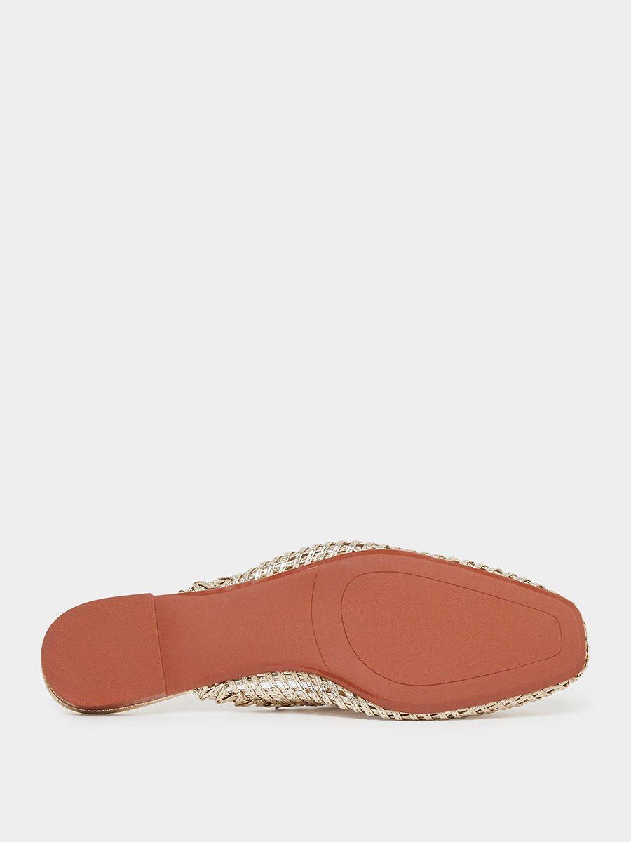 Gold Woven Mule Loafers