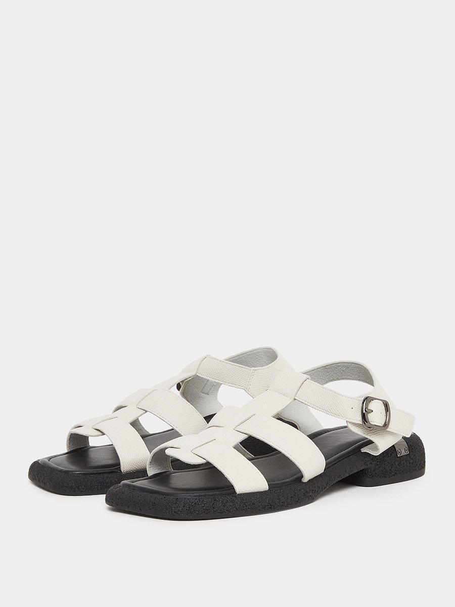 White Buckle Ankle Strap Sandals