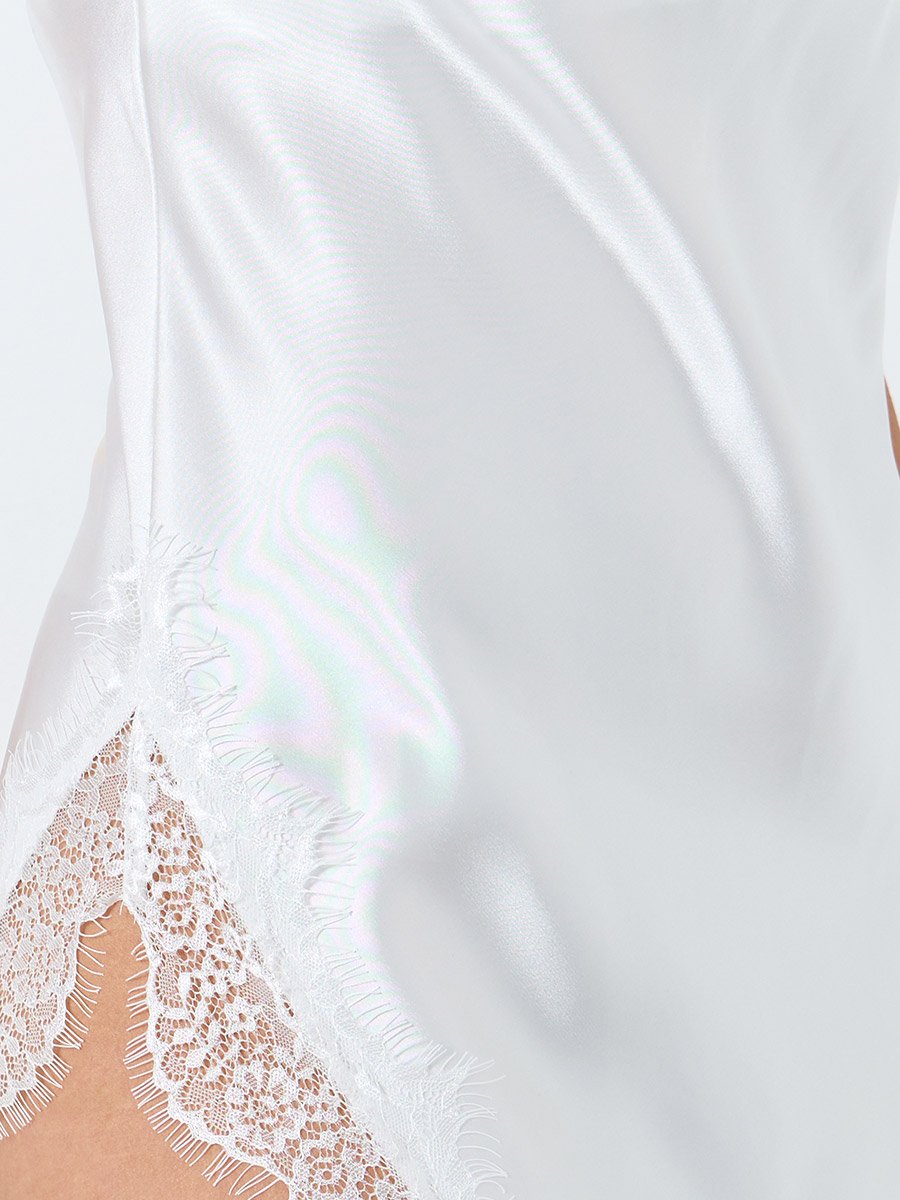 White Side Lace Insert Slip Dress