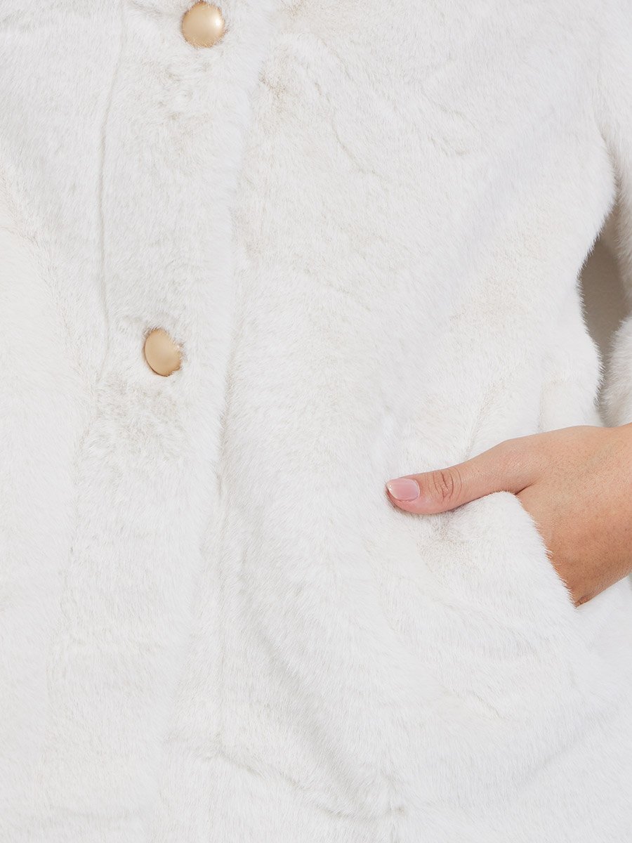Off White Faux Fur Longline Coat