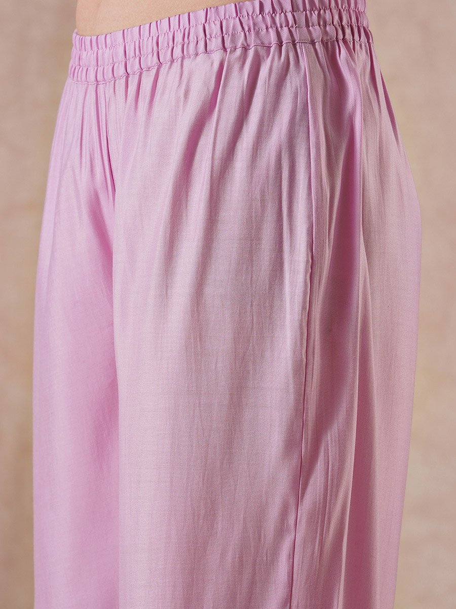Pink High-Low Hem Kurta and Pants Set