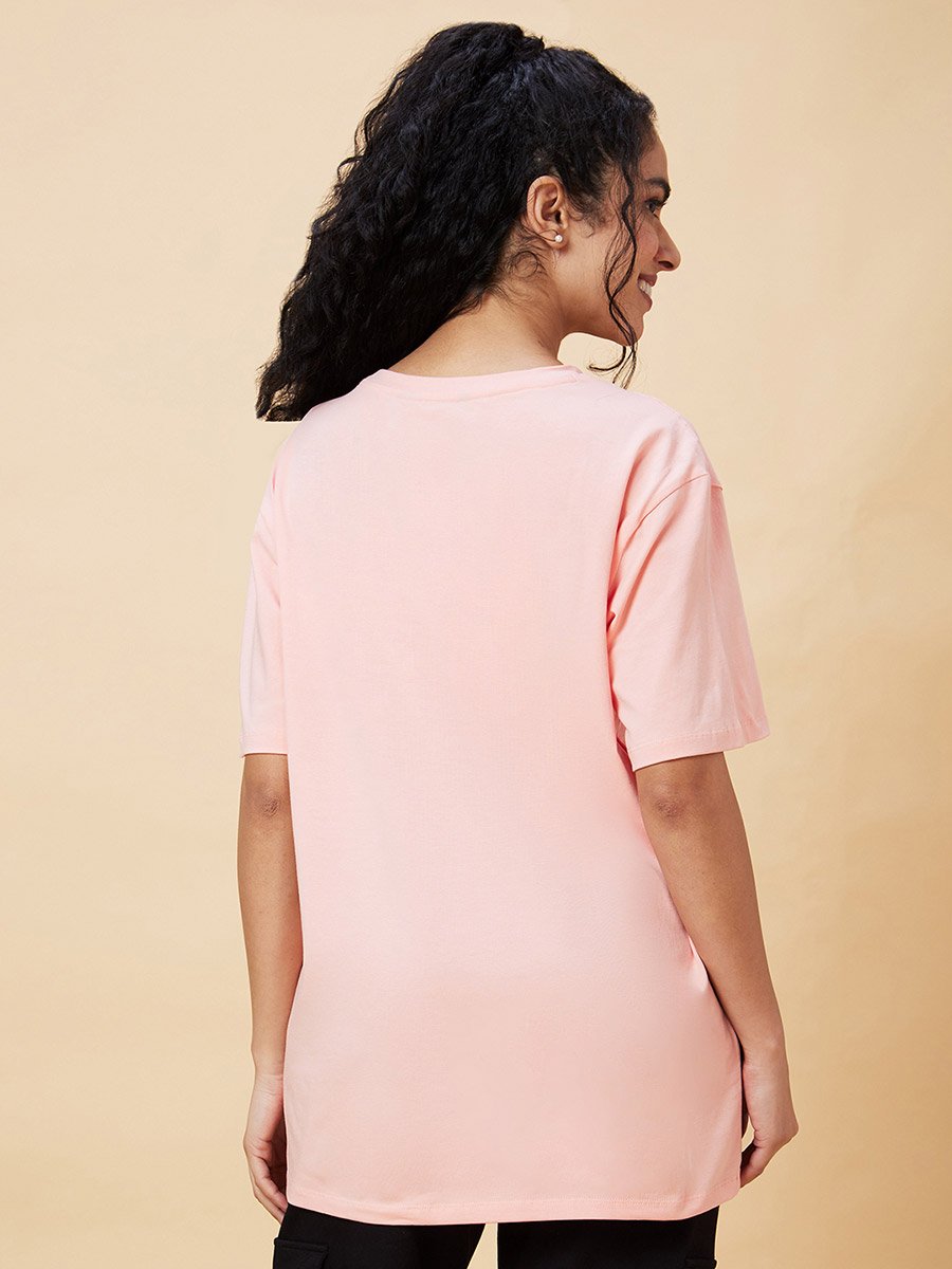 Pink Graphic Print Oversized T-Shirt