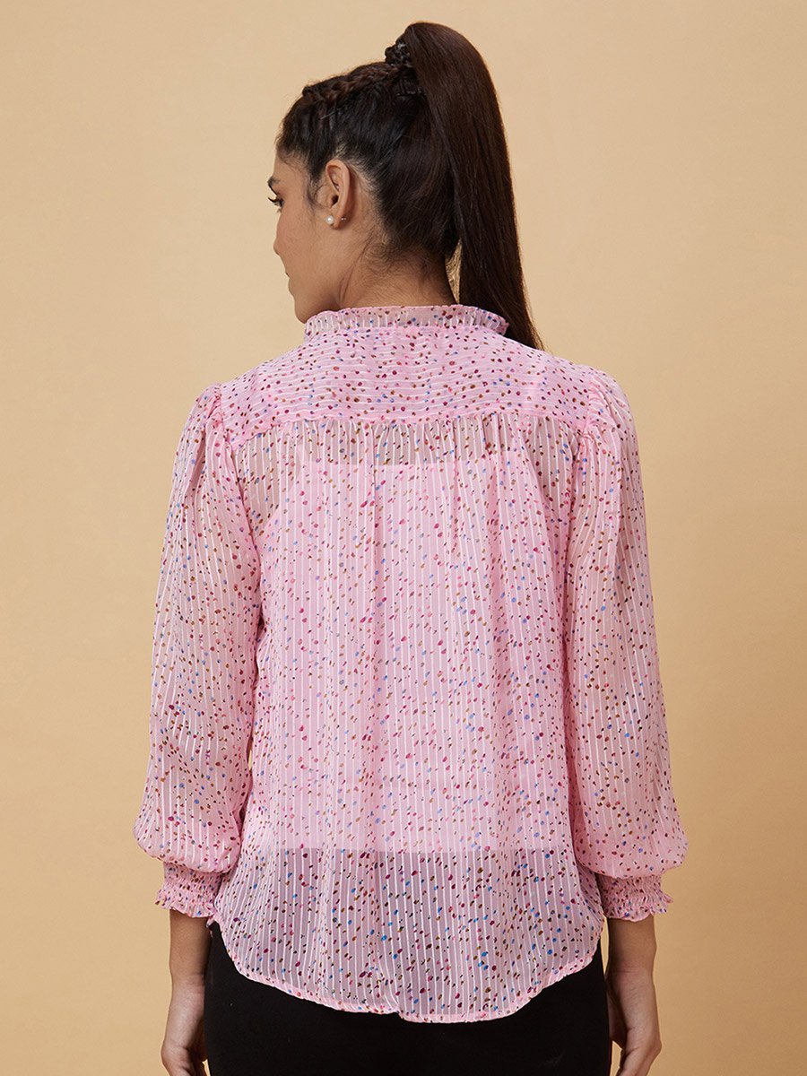 Pink Ditsy Print Top with Inner Cami