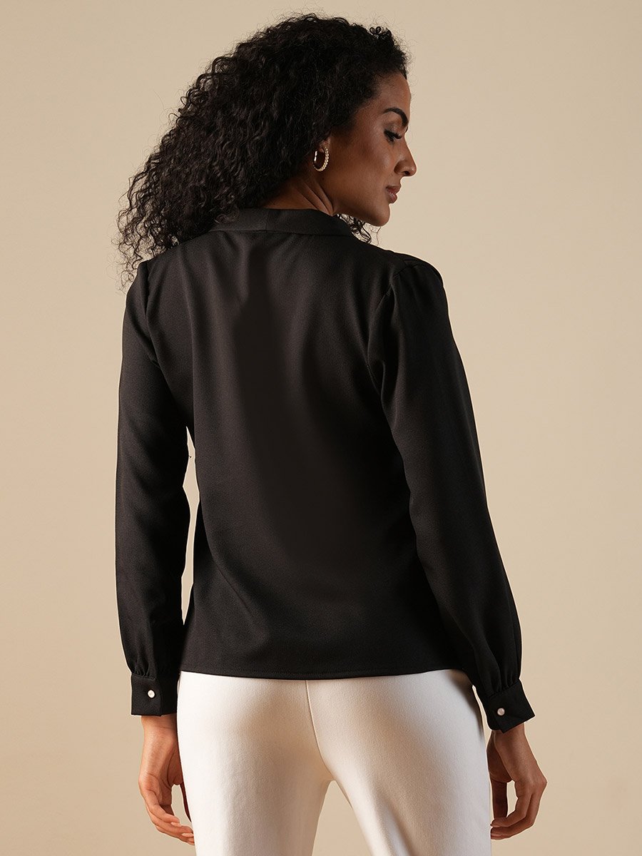 Black Double Breasted Workwear Blazer Shirt