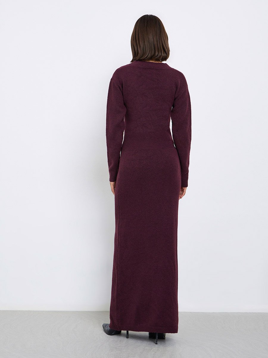 burgundy long sleeve party dress Eva Fashion 3527 Two Piece Long Formal Beaded Evening Dress main image 1