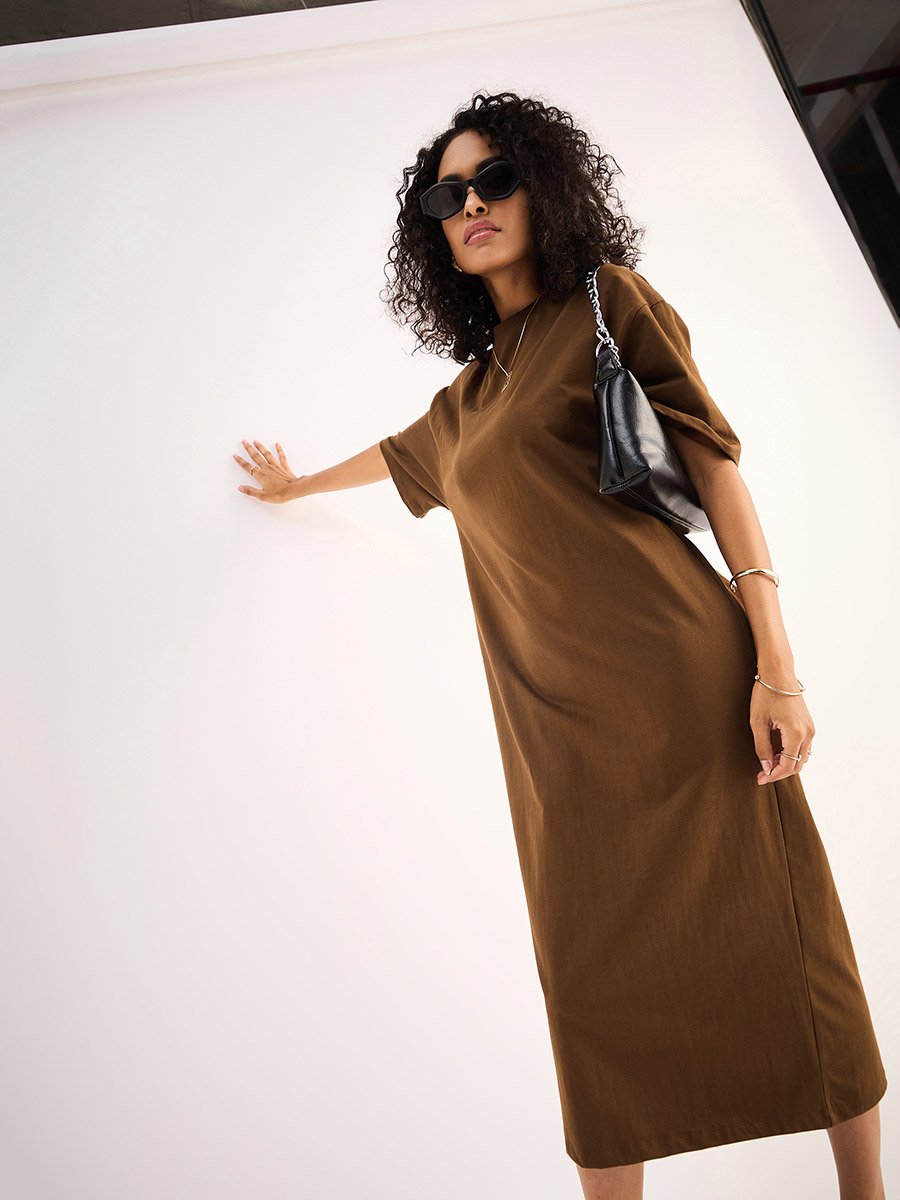 brown oversized t shirt dress Topshop - T-Shirt Dress - Women - Cotton - XS