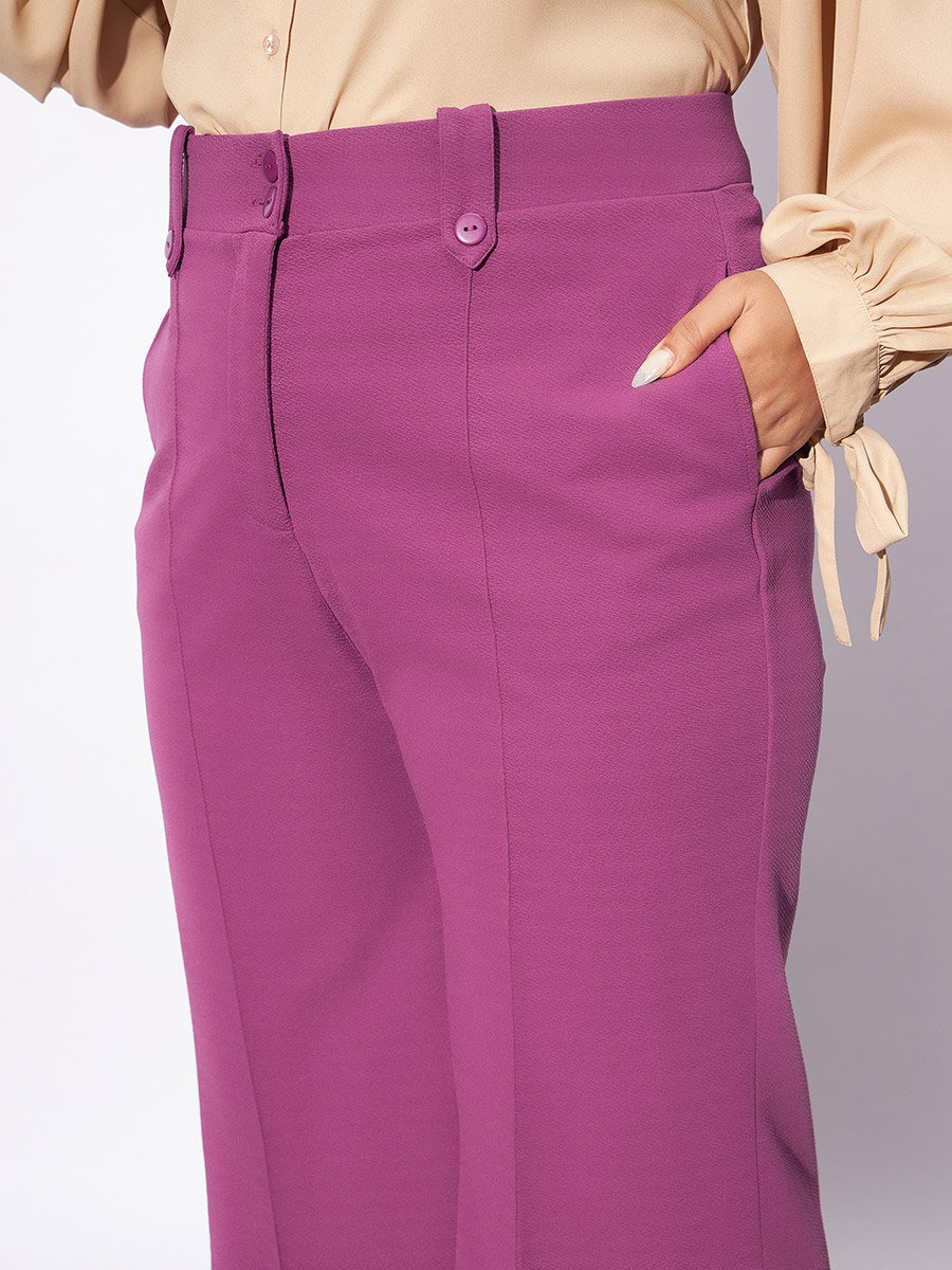 Plus Size Pink Front Loop Detail Trousers