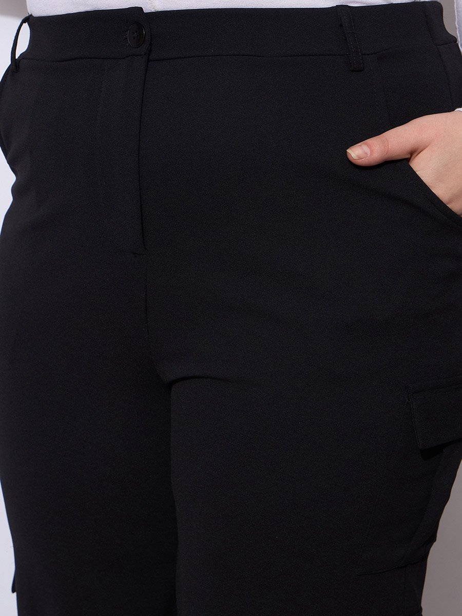 Plus Size Black Cargo Trousers