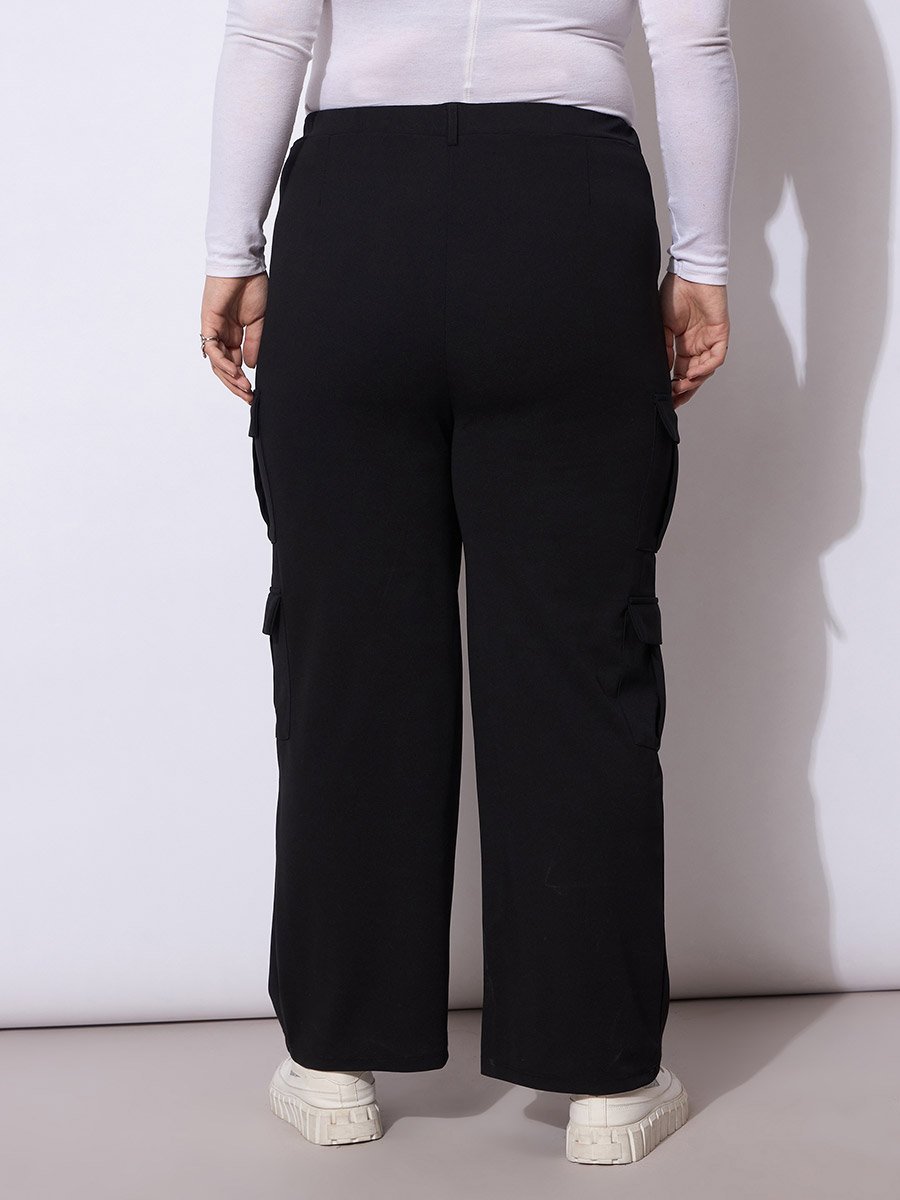 Plus Size Black Cargo Trousers