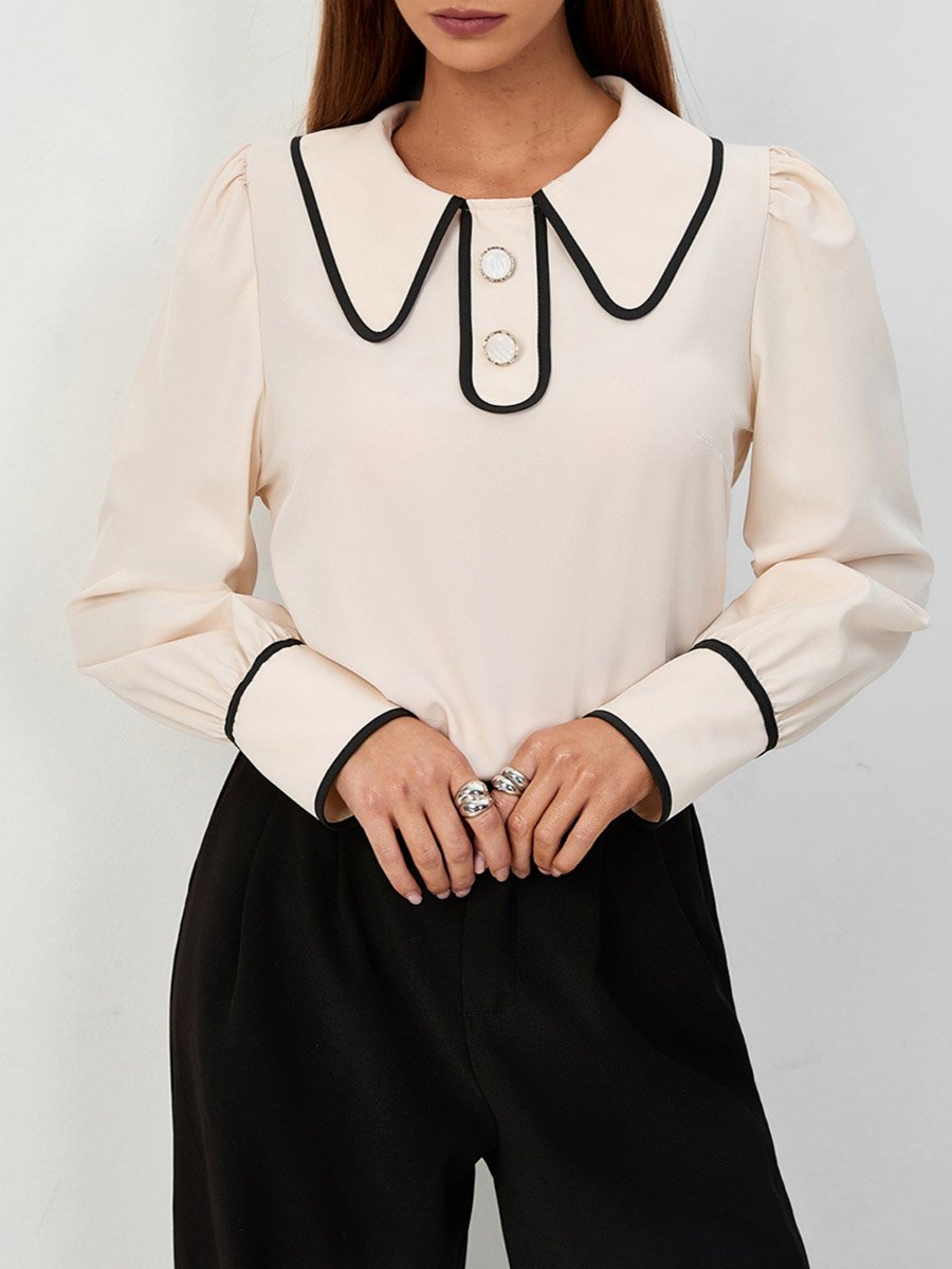 Beige Peter Pan Collar Blouse