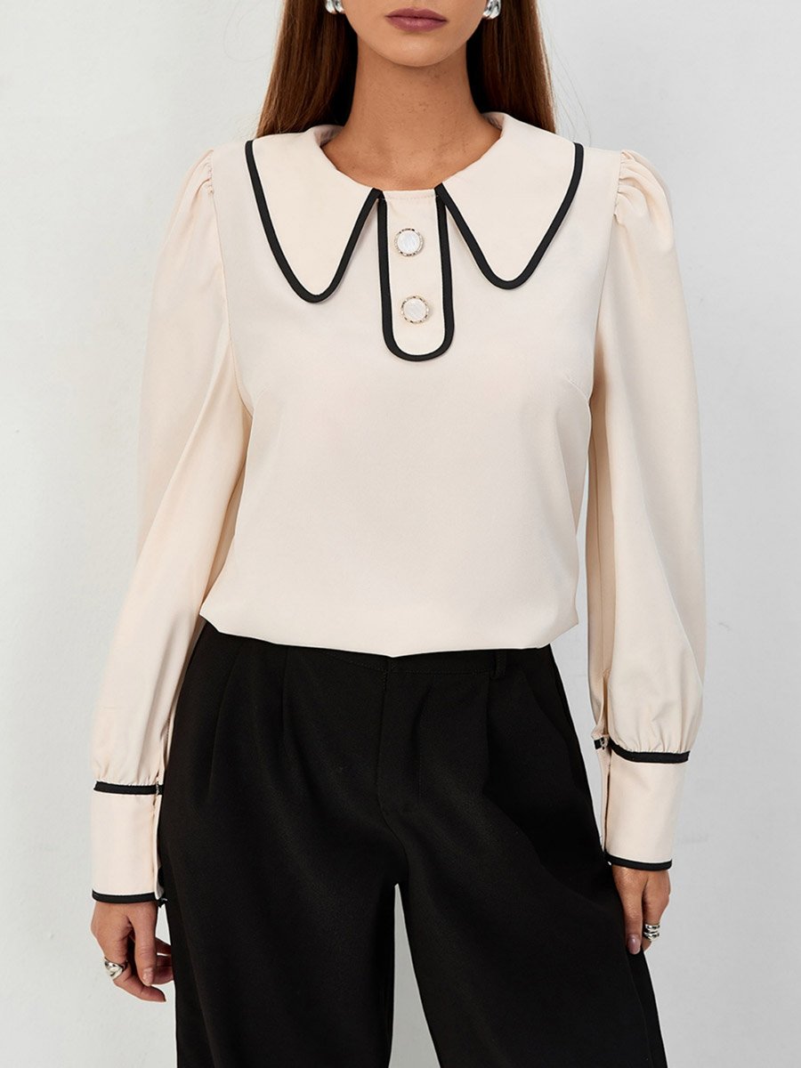 Beige Peter Pan Collar Blouse