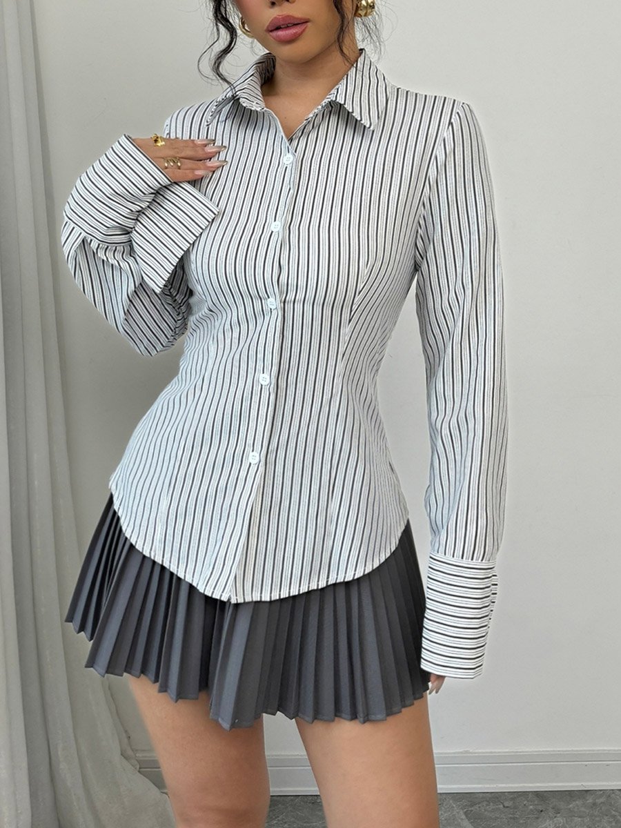 Striped Button Up Long Sleeve Shirt