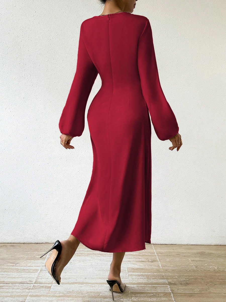 Floral Detail Balloon Sleeve Midi Dress