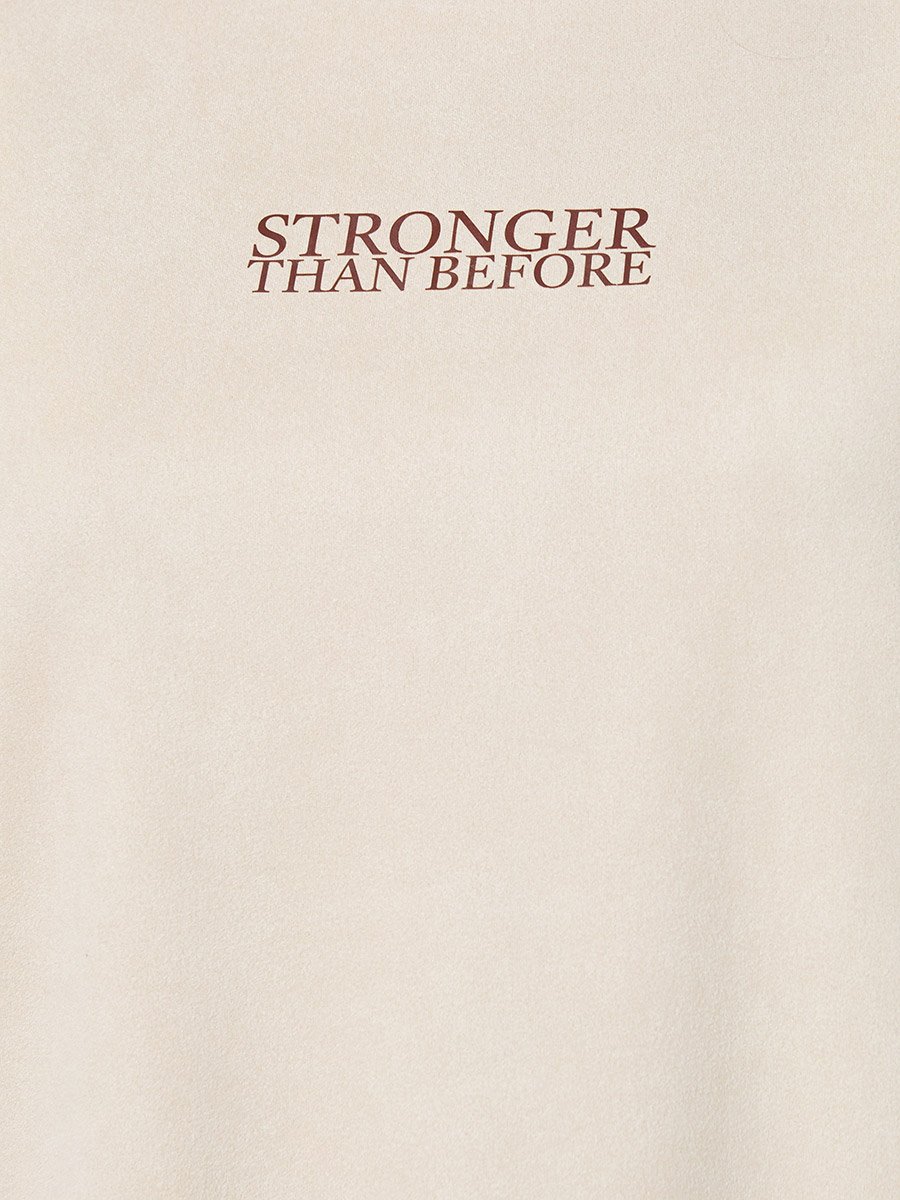 Beige Oversized Slogan T-Shirt