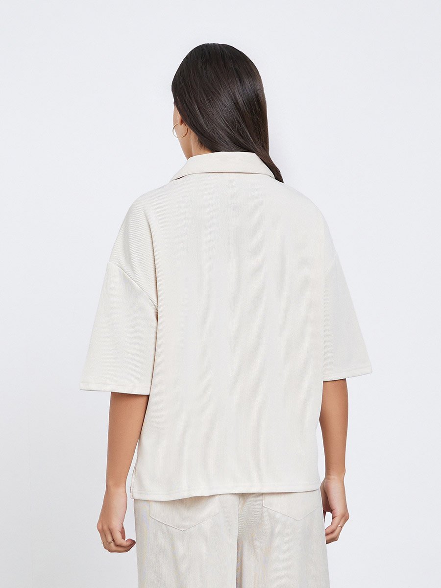 Beige Soft Touch Relaxed Fit Polo T-Shirt
