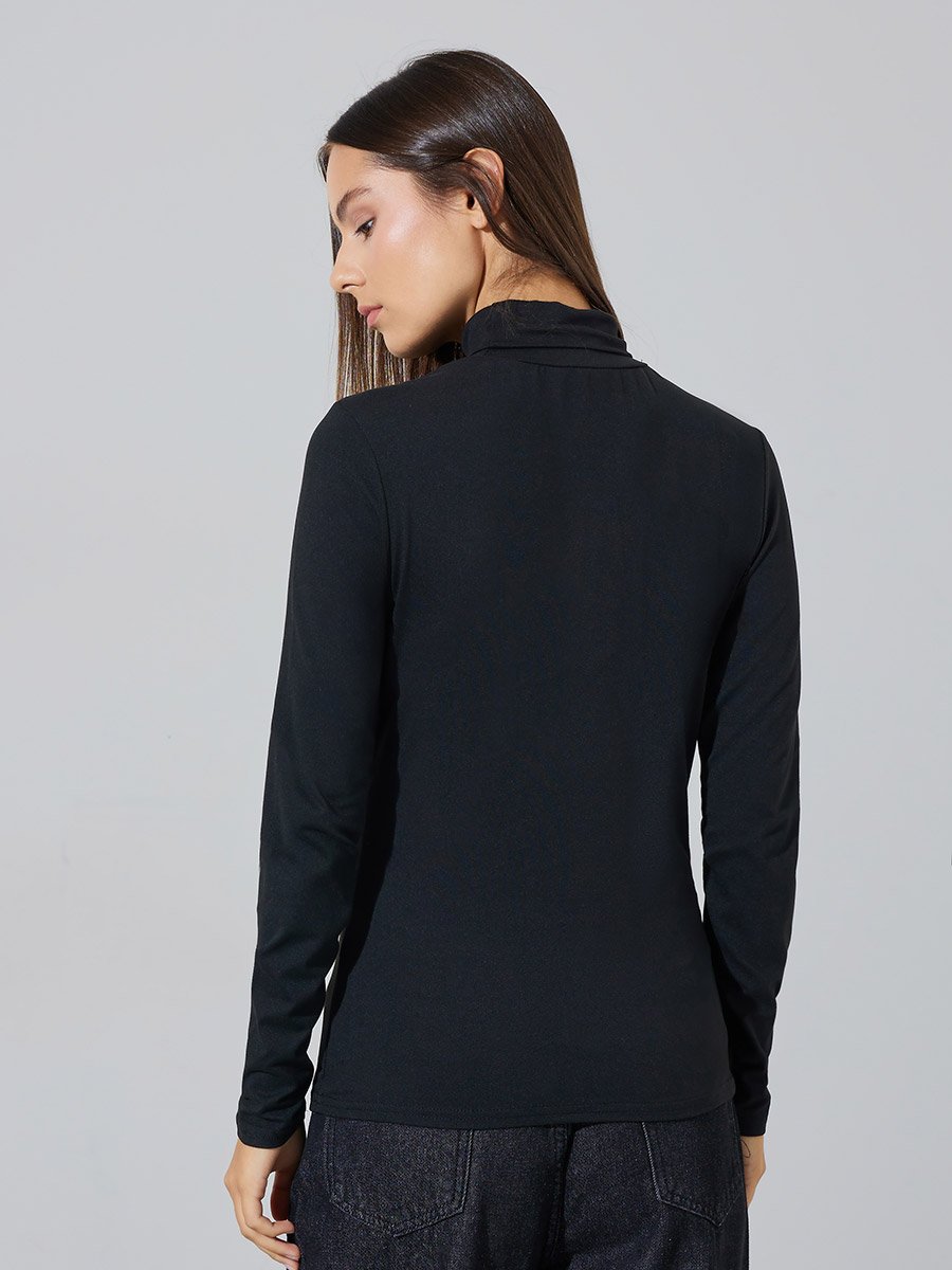 Pack of 2 - Solid High Neck Fitted T-Shirt