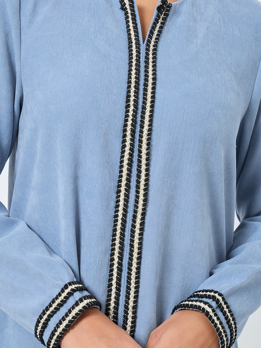 Light Blue Lace Insert Maxi Jalabiya