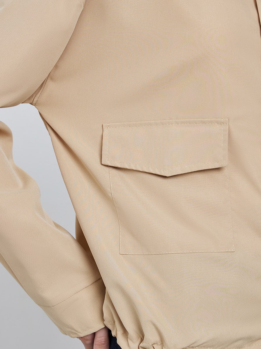 Beige Boxy Fit Utility Jacket with Flap Pocket