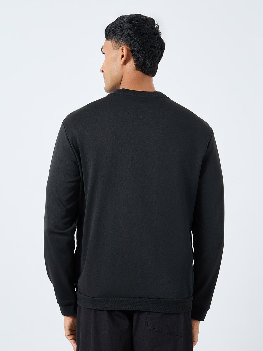 Men Black Text Print Bomber Jacket