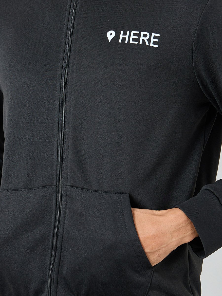 Men Black Slogan Print Hooded Jacket