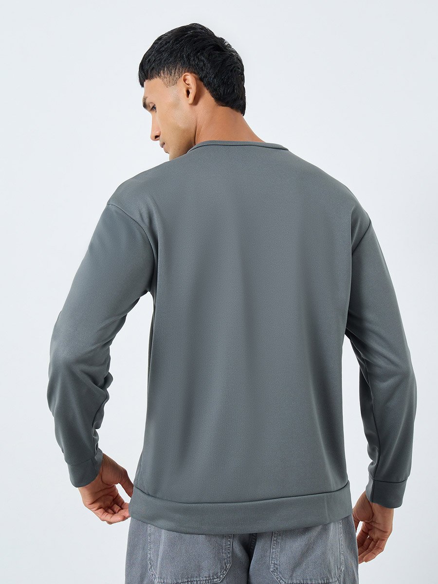 Men Grey Graphic Dodgers Pullover Sweatshirt